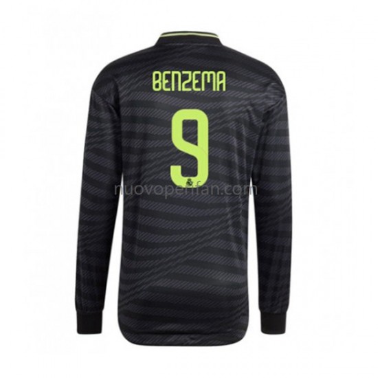 Maglie da Calcio Real Madrid Karim Benzema 9 Uomo Alternativa Tenuta 2022-2023 Maniche Lunghe