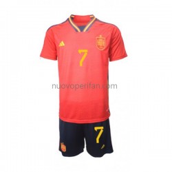 Maglie da Calcio Spagna Alvaro Morata 7 Bambino Prima Tenuta Mondiali 2022 Maniche Corte