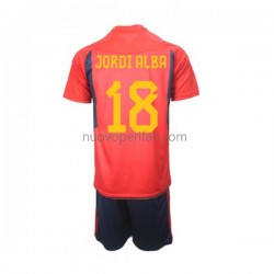 Maglie da Calcio Spagna Jordi Alba 18 Bambino Prima Tenuta Mondiali 2022 Maniche Corte
