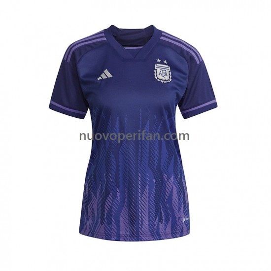 Maglie da Calcio Argentina Donna Trasferta Tenuta Mondiali 2022 Maniche Corte