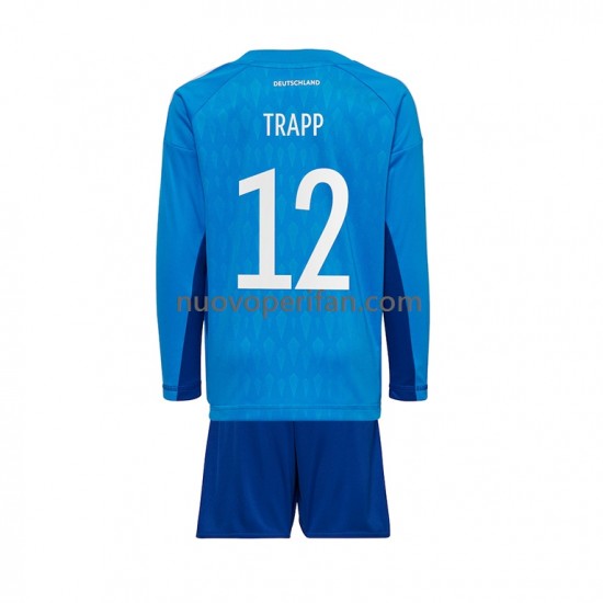 Maglie da Calcio Germania TRAPP 12 Portiere Bambino Prima Tenuta Mondiali 2022 Maniche Lunghe