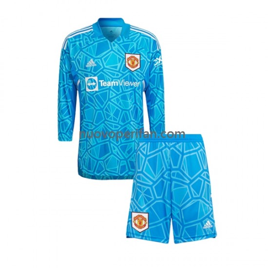 Maglie da Calcio Manchester United Portiere Bambino Prima Tenuta 2022-2023 Maniche Lunghe