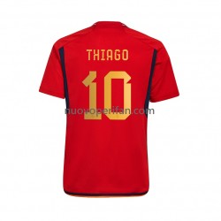 Maglie da Calcio Spagna Thiago 10 Uomo Prima Tenuta Mondiali 2022 Maniche Corte