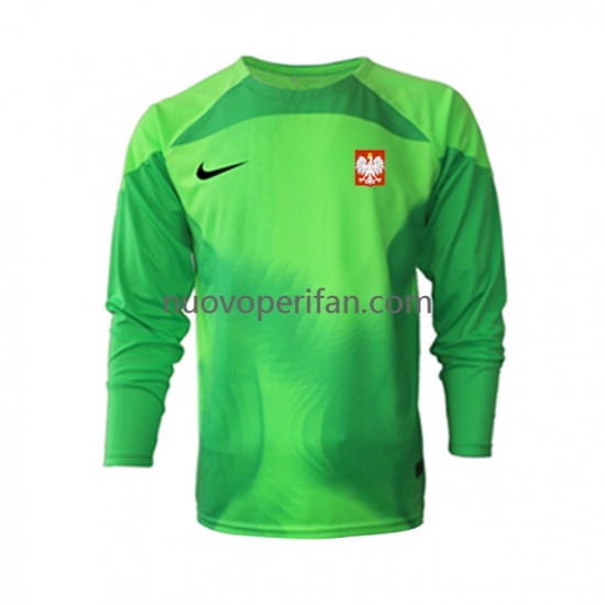 Maglie da Calcio Polonia Portiere Uomo Prima Tenuta Mondiali 2022 Maniche Lunghe