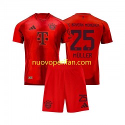 Maglie da Calcio FC Bayern München Thomas Muller 25 Bambino Prima Tenuta 2024-2025 Maniche Corte