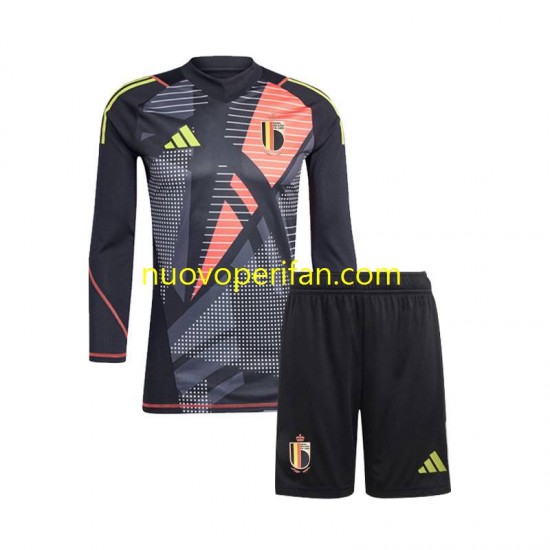 Maglie da Calcio Belgio Portiere Bambino Prima Tenuta Euro 2024 Maniche Lunghe