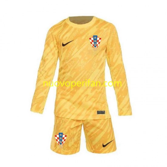 Maglie da Calcio Croazia Portiere Bambino Prima Tenuta Euro 2024 Maniche Lunghe