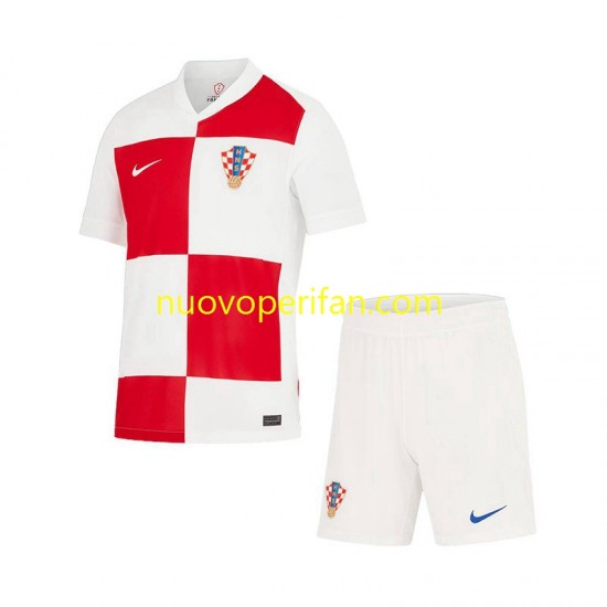 Maglie da Calcio Croazia Bambino Prima Tenuta Euro 2024 Maniche Corte