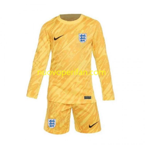 Maglie da Calcio Inghilterra Portiere Bambino Trasferta Tenuta Euro 2024 Maniche Lunghe
