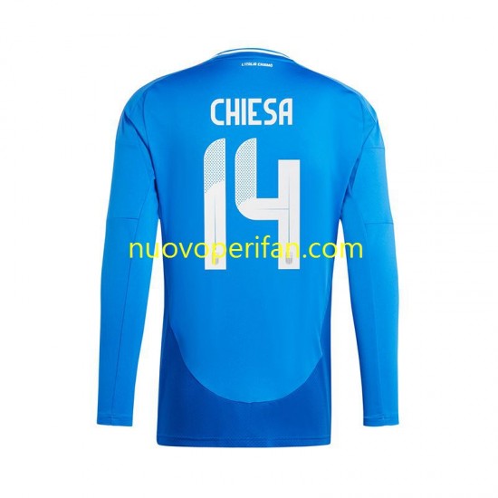 Maglie da Calcio Italia Chiesa 14 Uomo Prima Tenuta Euro 2024 Maniche Lunghe